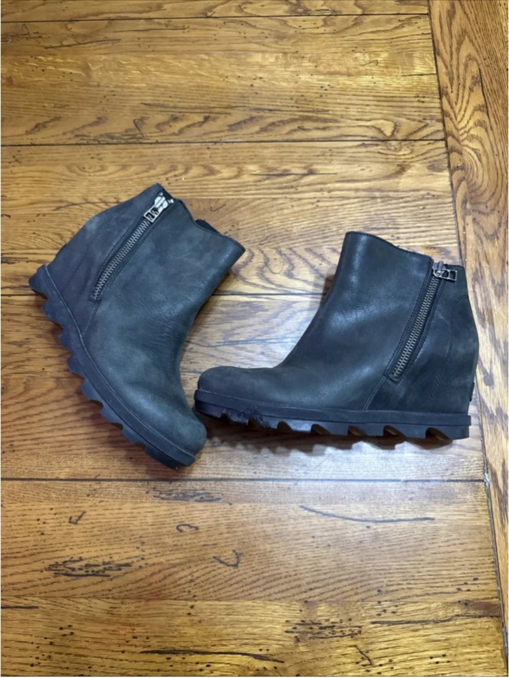 SOREL JOAN OF ARCTIC WEDGE II ZIP WP NL5362-010 Boots Sz 10 US 41 EUR Black